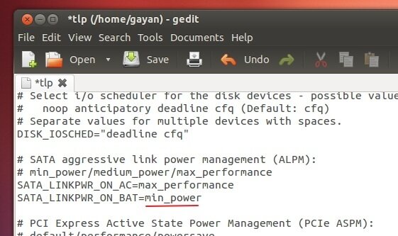 Disabling 'ALPM' setting in 'TLP'