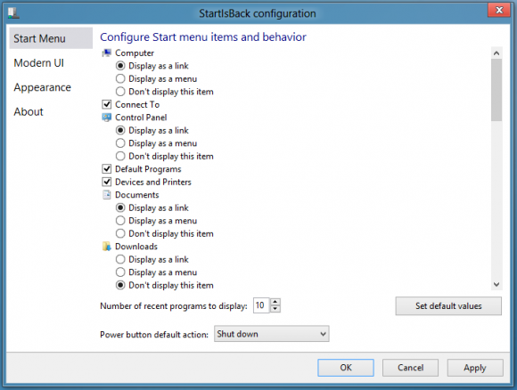 Start Is Back Config