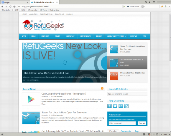 Maxthon Running RefuGeeks (Click to enlarge)