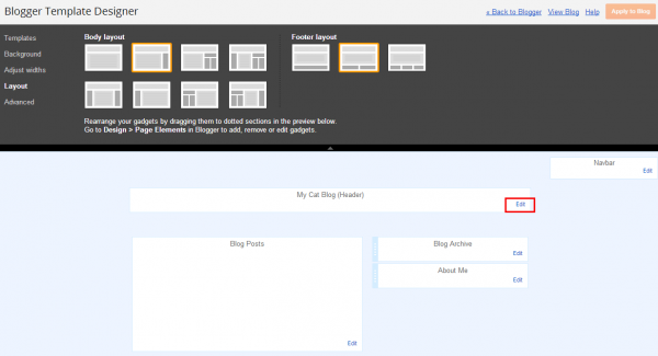 Blogger Layout Edit