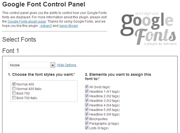 Google Web Fonts CP