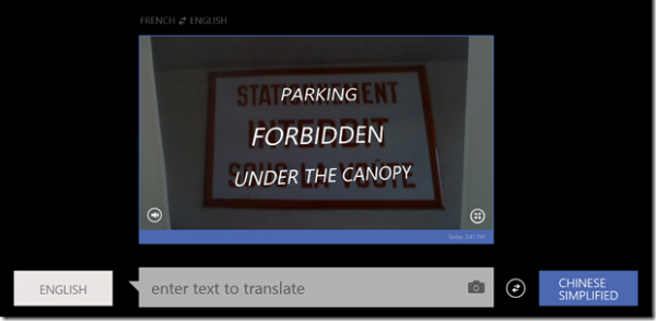 Bing App Photo or label translation mode