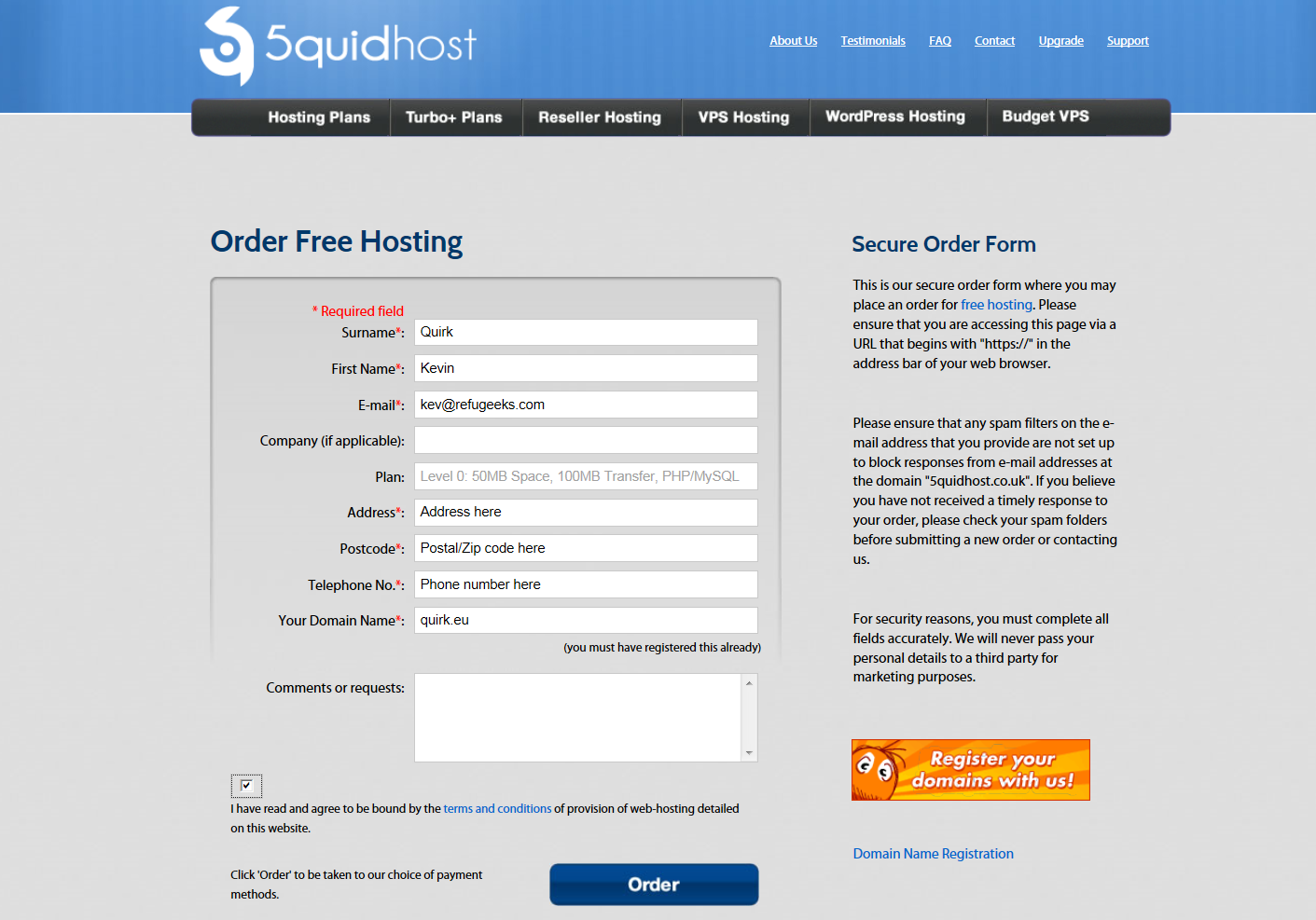 5quid Host Order Form