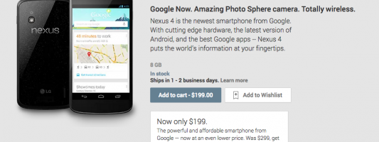 Google – Nexus 4 Price Dropped