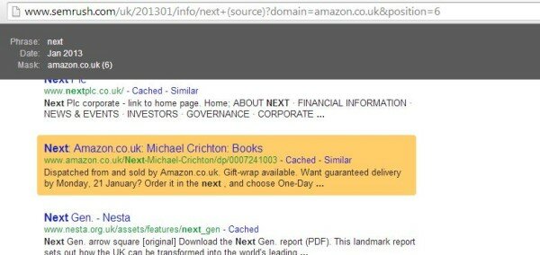 Organic positions snapshots page