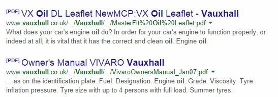 Vauxhall ranking - Oil