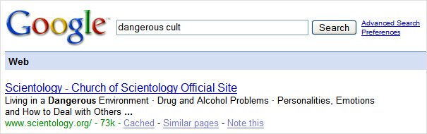 Scientology Google Bombing